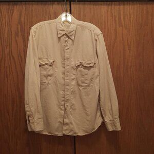 Henry Cottons Men Shirt Size 39 Medium Beige Cotton PreLoved Good Condition